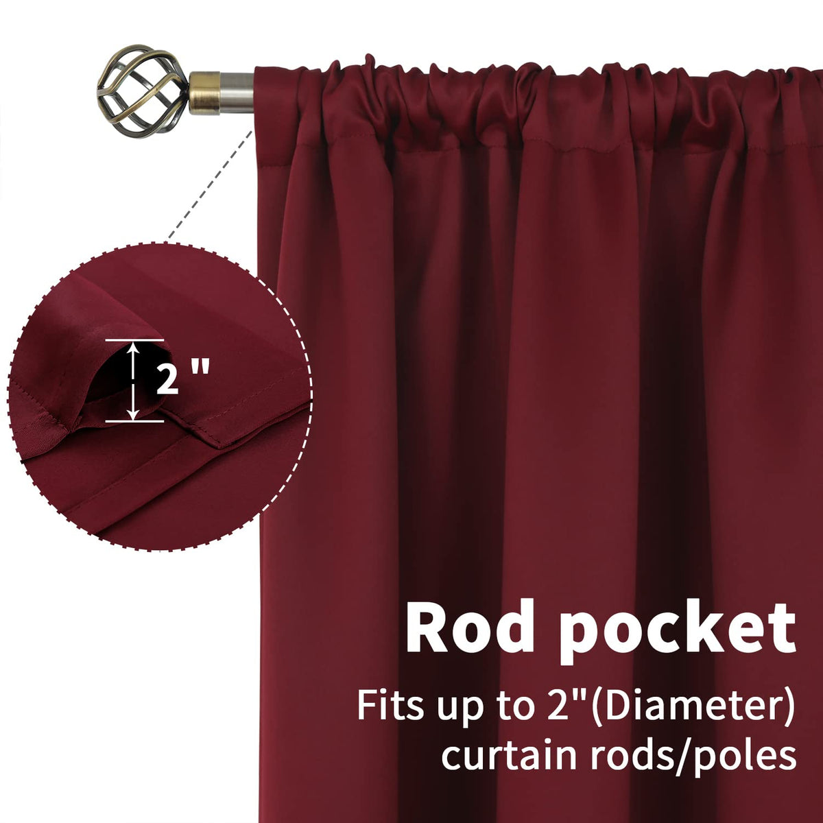 Short Burgundy Blackout Curtains 40 Inches Length (2 Count)
