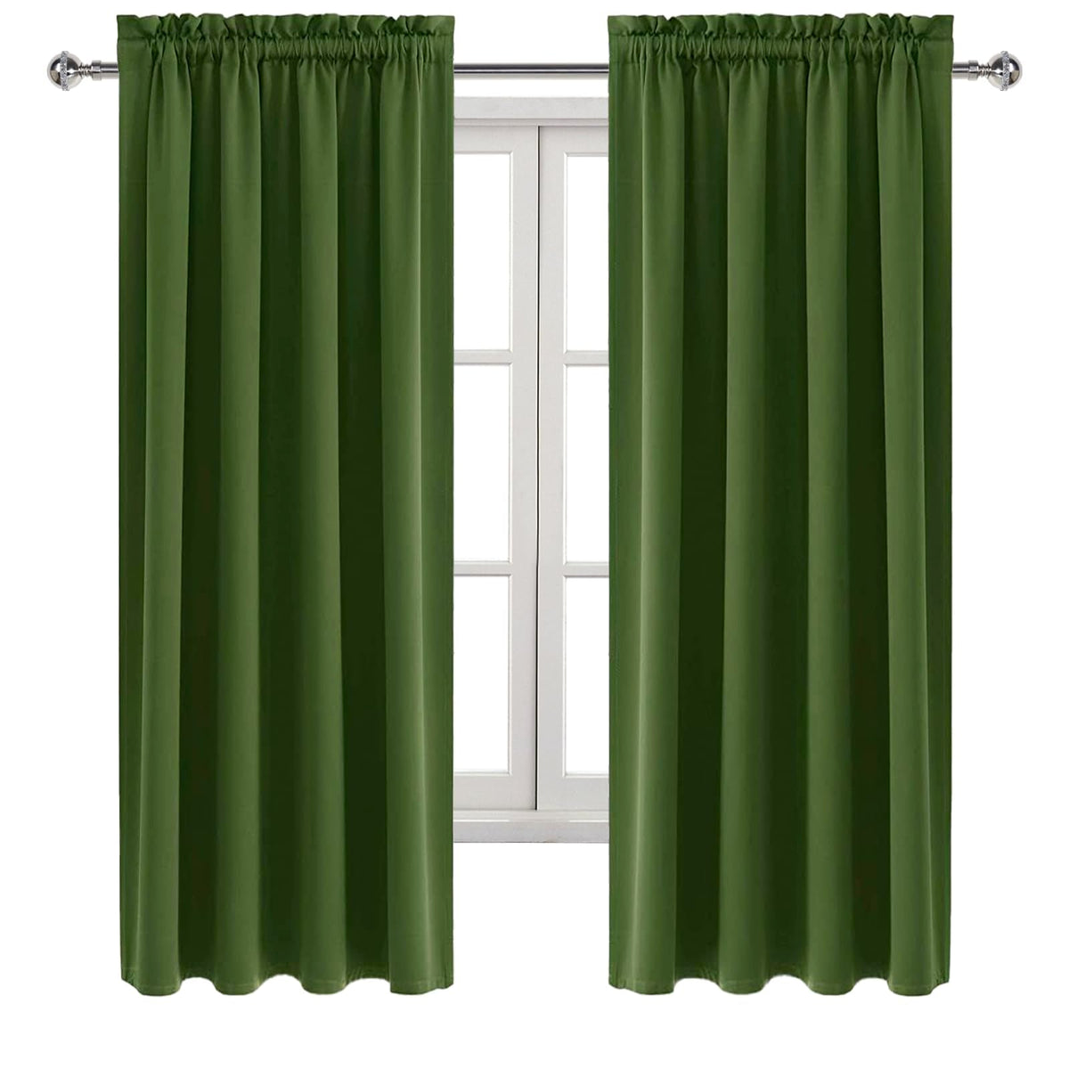 Olive Green Room Darkening Blackout Curtains