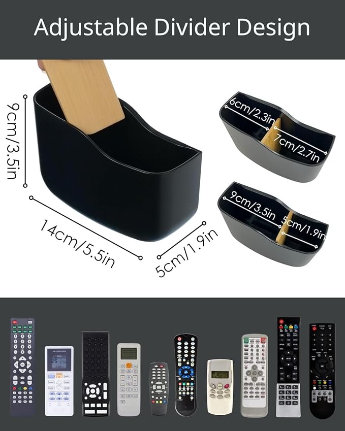 LINFIDITE 2 Pack Adhesive TV Remote Control Holder Wall Mount TV Remote Holder Wall Remote Control Caddy Storage Organizer Universal Controller Stand Box (For 2 Or 3 Remote Controls–Black