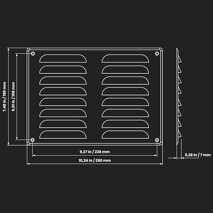 Repa Market 10" x 7.5" Inch (Outer Dimensions) Aluminium Air Vent Cover - Steel Return Air Grilles - for Ceiling and Sidewall - HVAC - with Protection Screen (10.24" x 7.48" Inch)