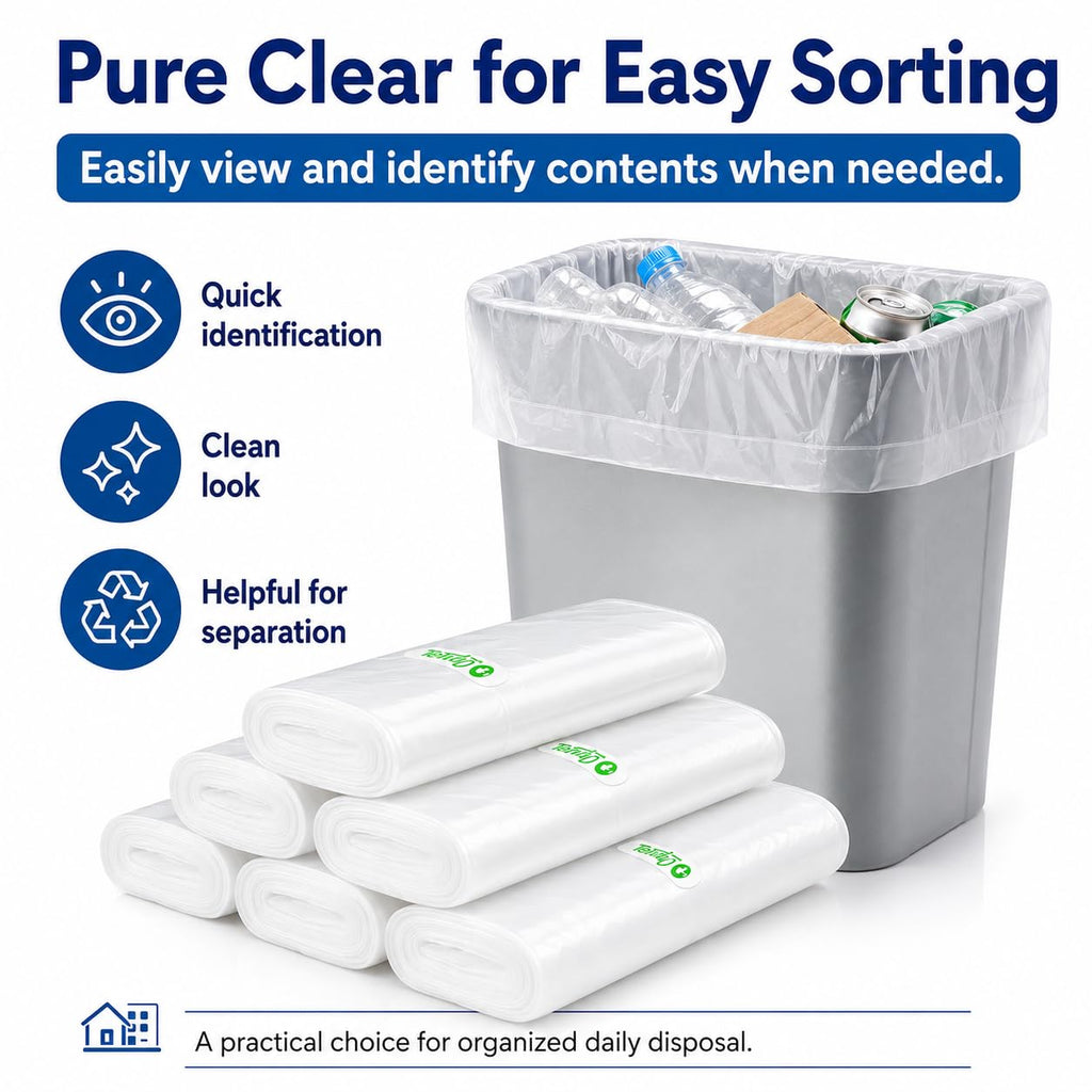 Small Clear Trash Bags 2 Gallon 120 Count Bathroom Garbage Bags