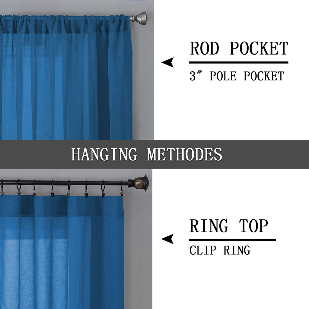 Sheer Curtains Linen Textured Bedroom Curtain Sheers Light Filtering Rod Pocket Voile Curtains for Living Room (2 Count)