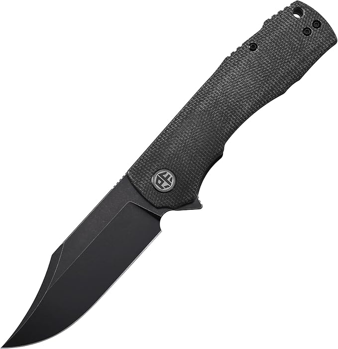 Petrified fish PFP03 Victor,3.58" K110 Satin Blade,140g Micarta Handel Flipper Liner lock Folding knife (Black Stonewashed)