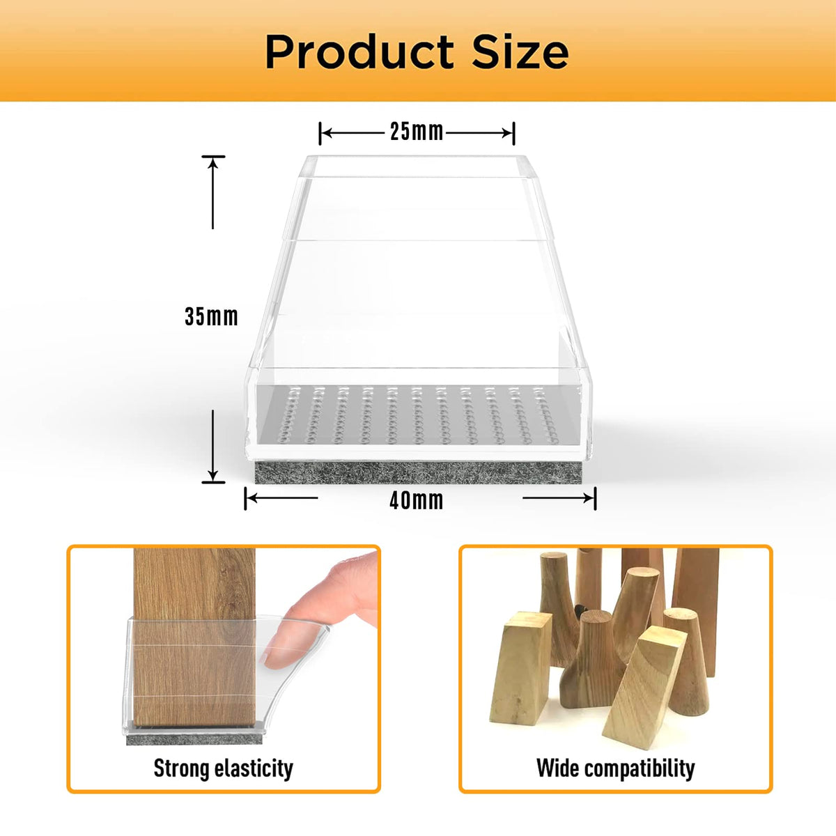 Clear Square Chair Leg Protectors for Hardwood Floors (24 Count)