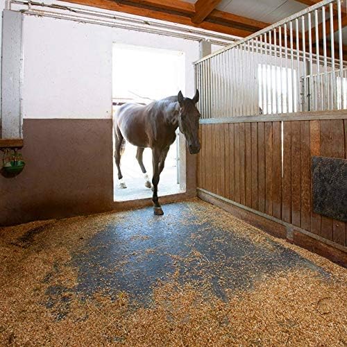 American Floor Mats - Heavy Duty Stall Tiles - Stable/Horse Tiles - Thick, Durable Rubber Flooring Solid Black 12' x 20' Set 3/8" Thick (60 Tiles Total)