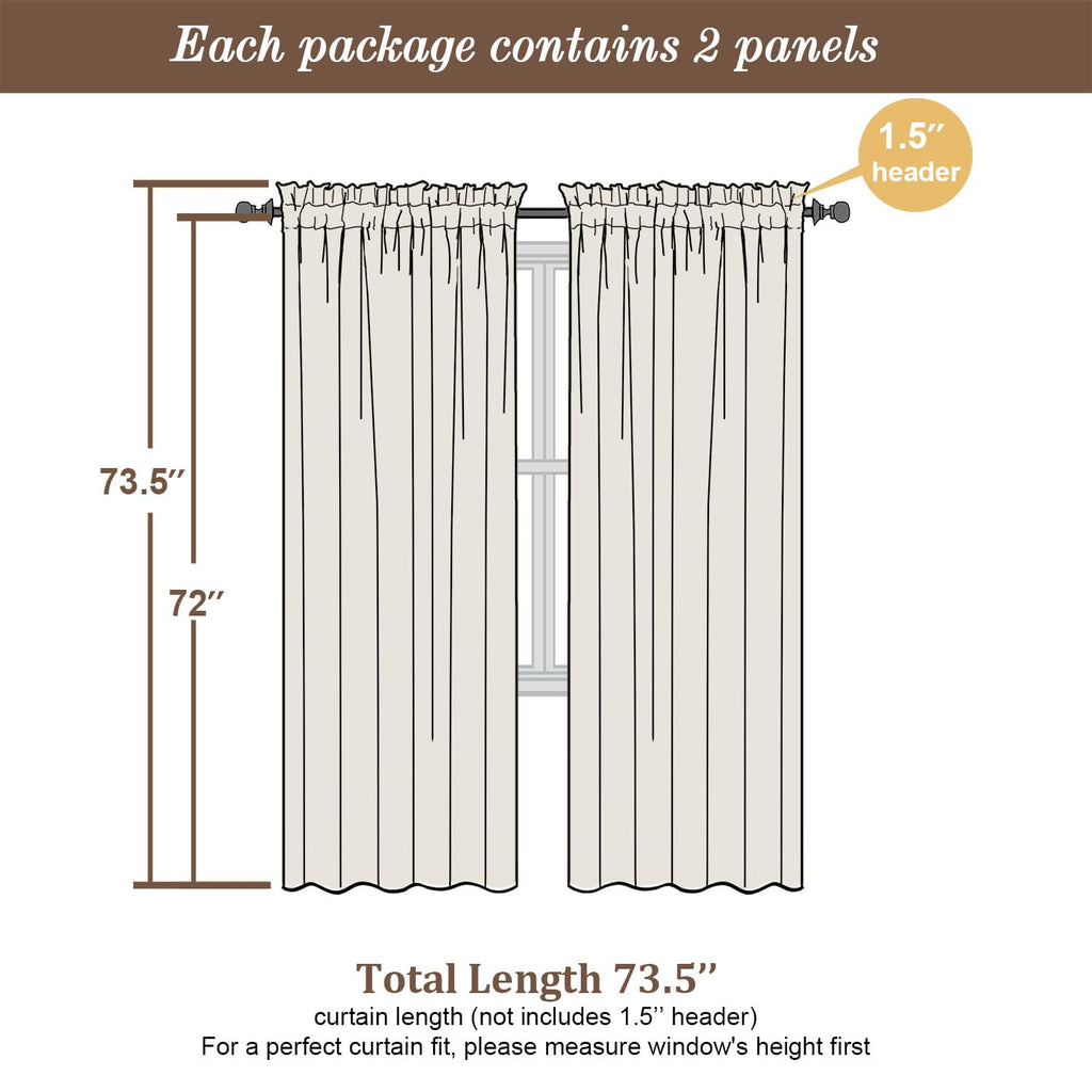 Sheer Curtains 72 Inch Length 2 Panels (2 Count)