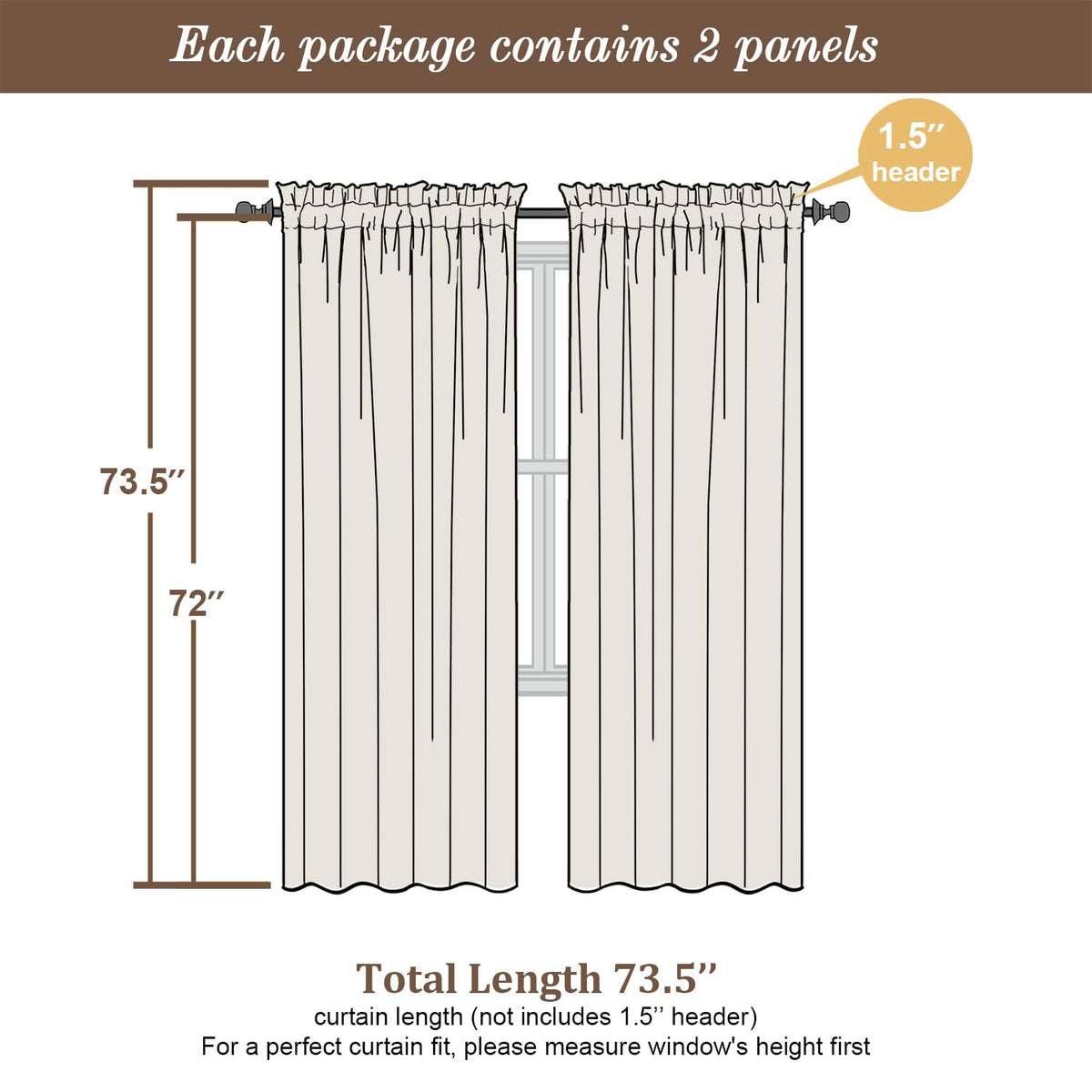 Sheer Curtains 72 Inch Length 2 Panels (2 Count)