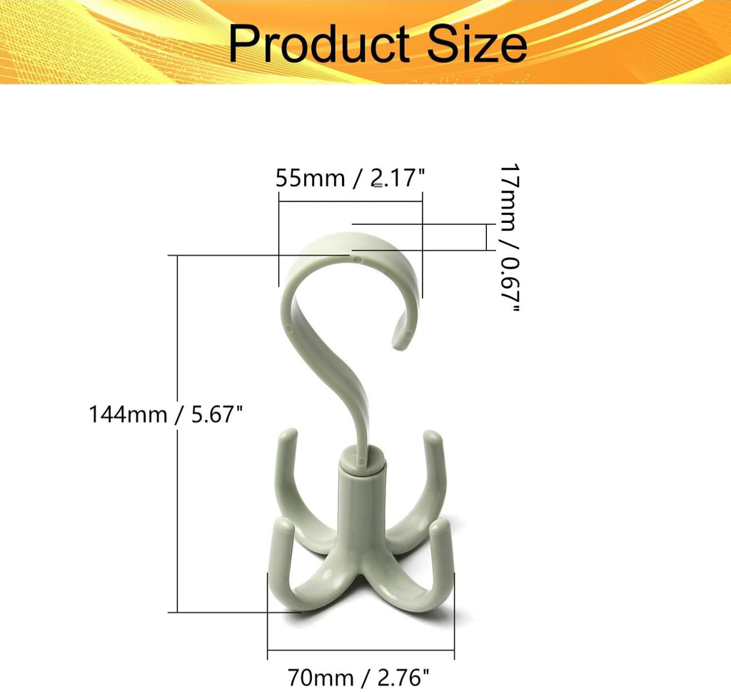 2Pcs Rotating Belt Hanger 360 Degrees Rotatable Organizer with 4 Hooks for Drying Towels Bras Clothes Gloves Plastic Laundry Sock Drying Hanger Nordic Green (2 Count)