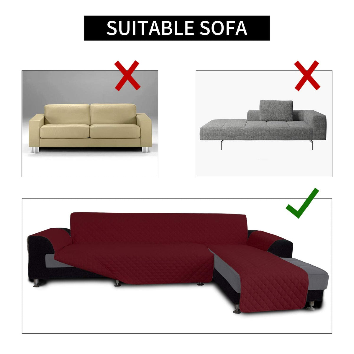 Reversible L Shape Sectional Couch Cover