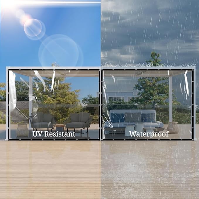 Covers & all Clear Tarp Heavy Duty Waterproof, 20mil Clear Tarp with Grommets, Outdoor Tarp for Patio Covers, Porch Screens, Greenhouses, Chicken Coop (8' H x 10' W Feet), Indoor or Outdoor Use