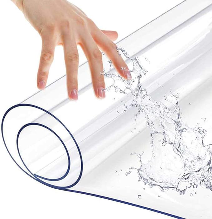 Multisize 1.5mm Thick Clear PVC Table Cover Protector 40 x 63 Inch Crystal Plastic Table Pad Rectangle Desk Protector Desk Mat Waterproof Table Top Cloth Kitchen Contertop Protective Cover Easy Clean