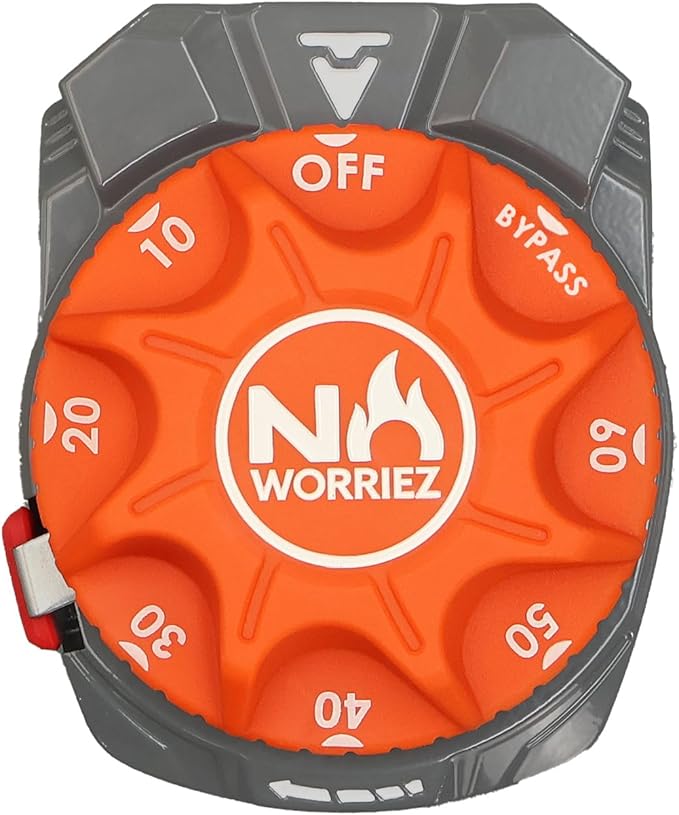 NO WORRIEZ Bypass High Pressure Safety Auto Shut-Off Gas Timer for Propane & Natural Gas | Outdoor Grill, Fire Pit, Pizza Oven | – 100,000 BTU, 5 PSI 1/2" NPT, Patent Pending