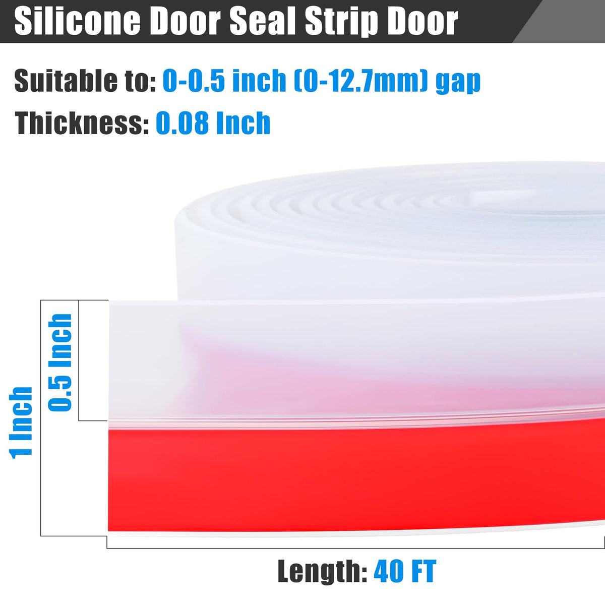 Draft Seal Tape for Doors and Windows 1 in x 40 Ft Silicone Weather Stripping Extra Thick 2mm Door Seal Strip with Strong Adhesive Draft Insulation Stopper Side Seal (40 Foot)