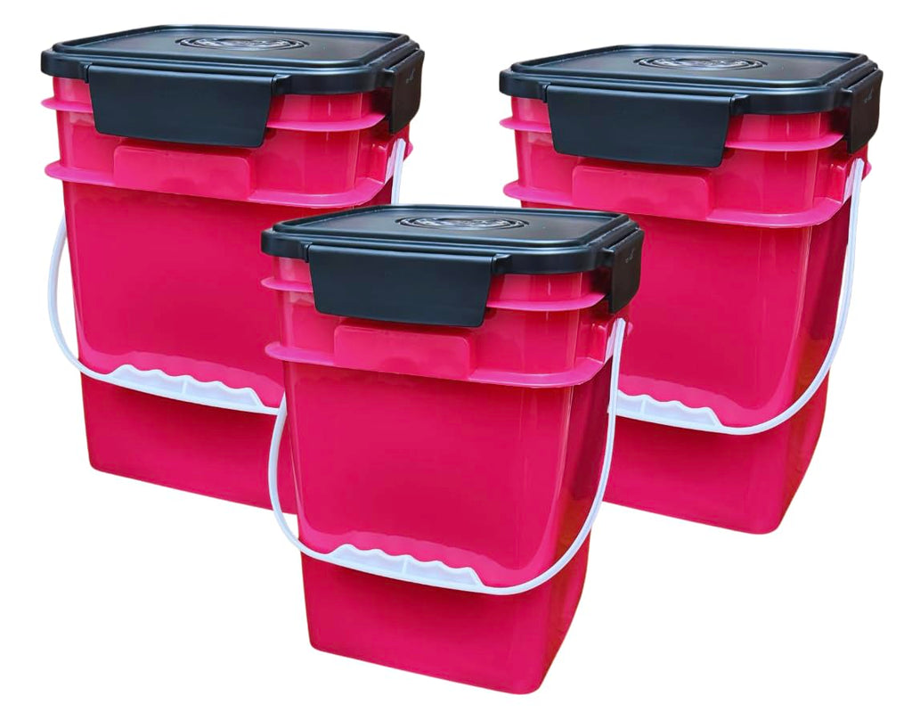 4 Gallon Square Food Grade Bucket Pail with Plastic Handles and Lid