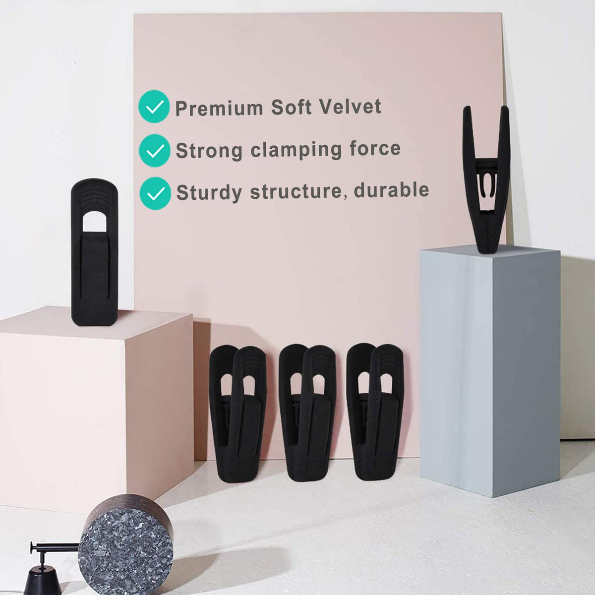 Black Velvet Hangers Clips 50 PCS
