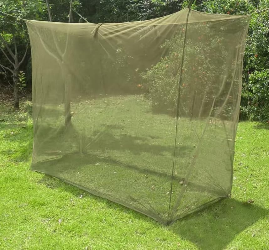 Mosquito Net- Military Green Portable Tactical Mosquito Netting for Camping – Completely Covers a Sleeping Bag, Bed or Cot