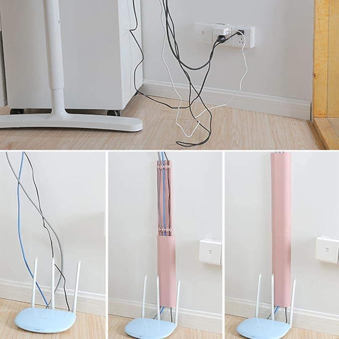 Cable Concealer Cord Cover, Airlxf 2 PCS Self-Adhesive Wall Cable Covers with 4 PCS Double-side Tapes for TV Computer Office Theater (Pink)