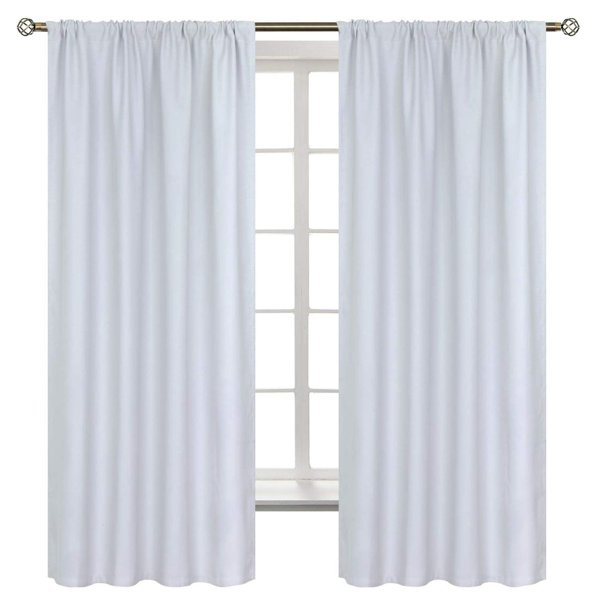 Rod Pocket Room Darkening Curtains for Bedroom 63 Inches Long