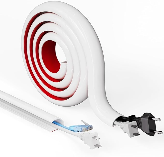 Cord Hider Raceway Kit, 78 inch Wall Cable Hider for 1-2 Cable, Silicone Material Hiding Wall Mount TV Powers Cords in Home Office, W0.75 H0.5in White