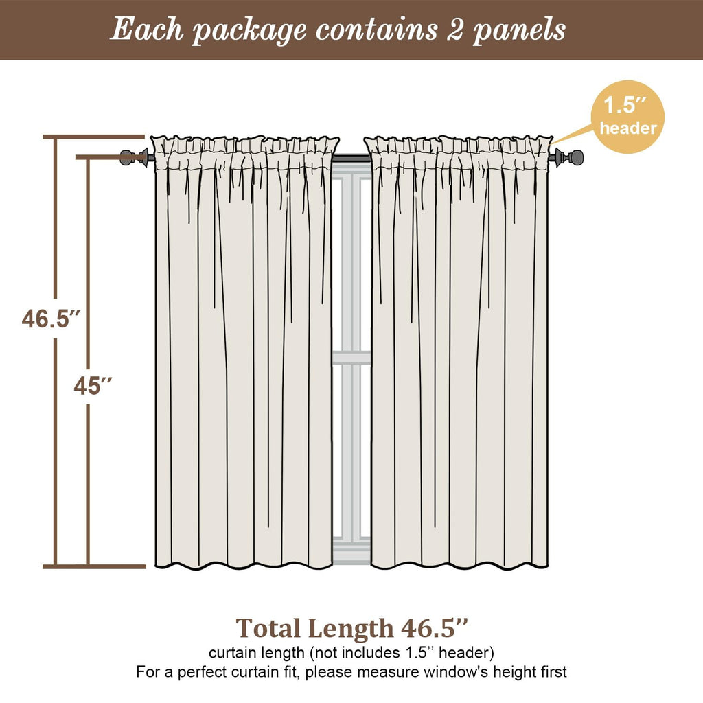Aqua Sheer Curtains 45 Inch Long 2 Panels (2 Count)