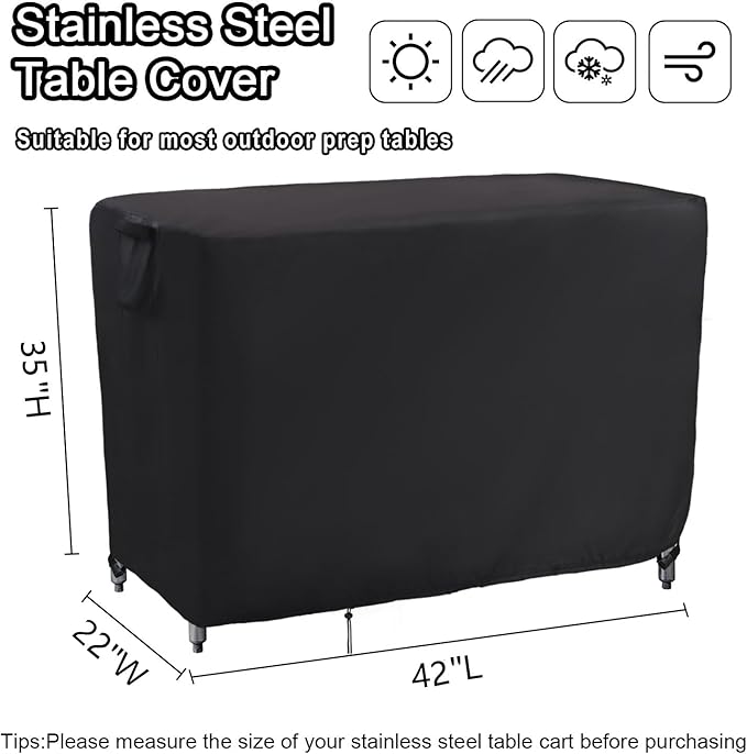 Kingling Outdoor Table Cover 42 Inch, Waterproof Prep Table Covers Bar Table Protection Cover for Patio Table/Furniture - 42''L x 22''W x 35''H