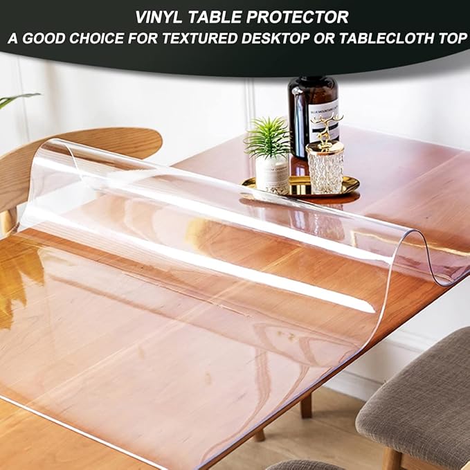 Clear Plastic Dining Table Protector Crystal Table Cloth for Wood Furniture Screen Waterproof Table Protection Pad Glass Kitchen Coffee Table Cover PVC Vinyl Writing Desk Mat 32x48 Rectangle Non-Slip