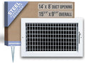 Fits 14x8 Duct Opening Steel Adjustable Air Supply Grille by Handua | Register Vent Cover Grill for Sidewall and Ceiling | White | Outer Dimensions: 15.75" X 9.75"
