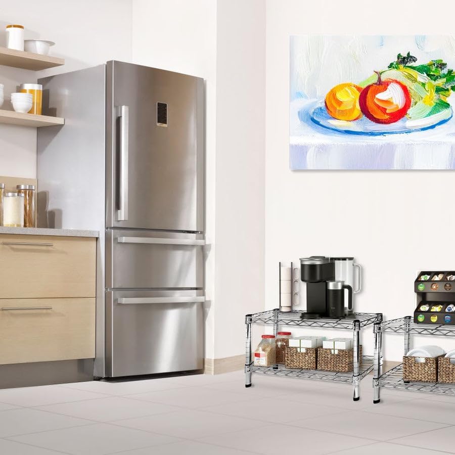 Shelving Inc. 14" d x 18" w Chrome Wire Shelving with 2 Tier Shelves, Weight Capacity 800lbs Per Shelf