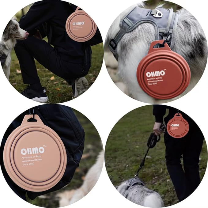 OHMO Large Collapsible Dog Bowls, (2 Pack 27oz/800ml) Premium Silicone Portable Travel Water Food Foldable Bowls Pet Feeding Bowl for Outdoor Camping Hiking
