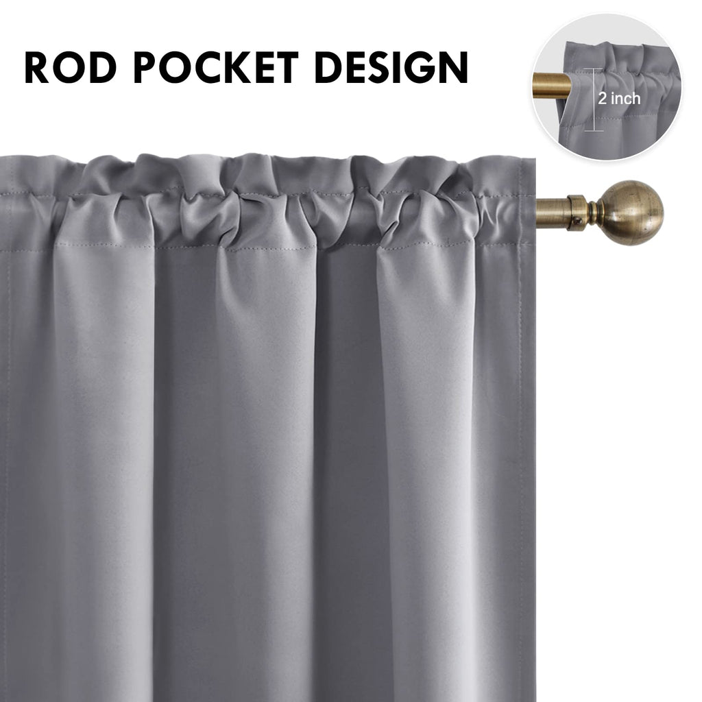 Blackout Curtains for Bedroom Living Room 42 x 45 Inch Long Grey