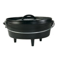 Lodge Seasoned Cast Iron Camp Dutch Oven with Lid - 4 Quart - Dual Handles - Seasoned Cast Iron Cookware with Steel Handle & Strong Lid for Heavy- Duty Camping Cookware