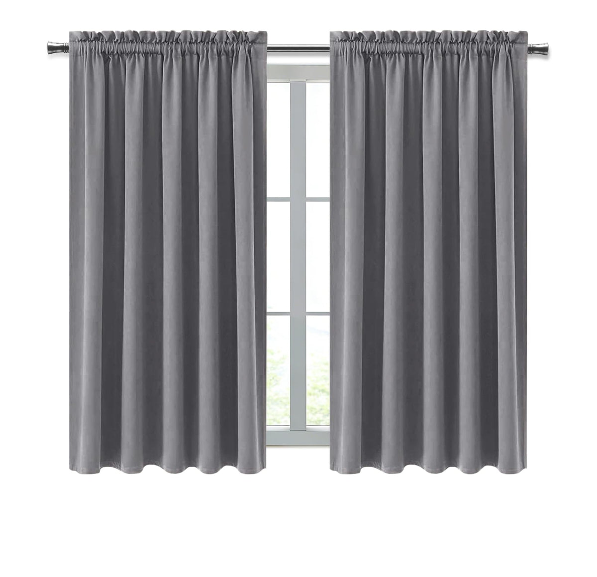 Wide Blackout Curtains for Bedroom Living Room 60 x 63 Inch Long Grey (2 Count)