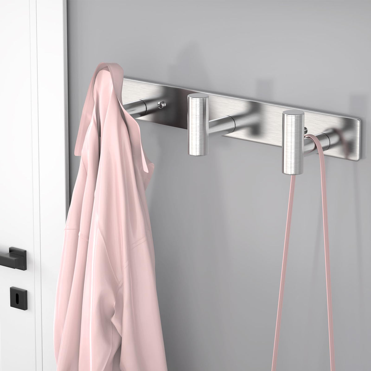 Silvery Hat and Coat Wall Mount Rack (2 Count)
