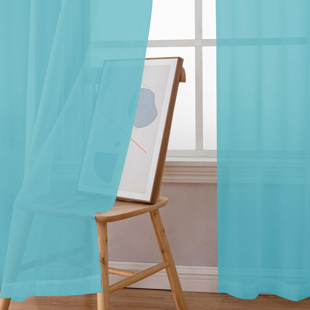 Aqua Sheer Curtains 45 Inch Long 2 Panels (2 Count)