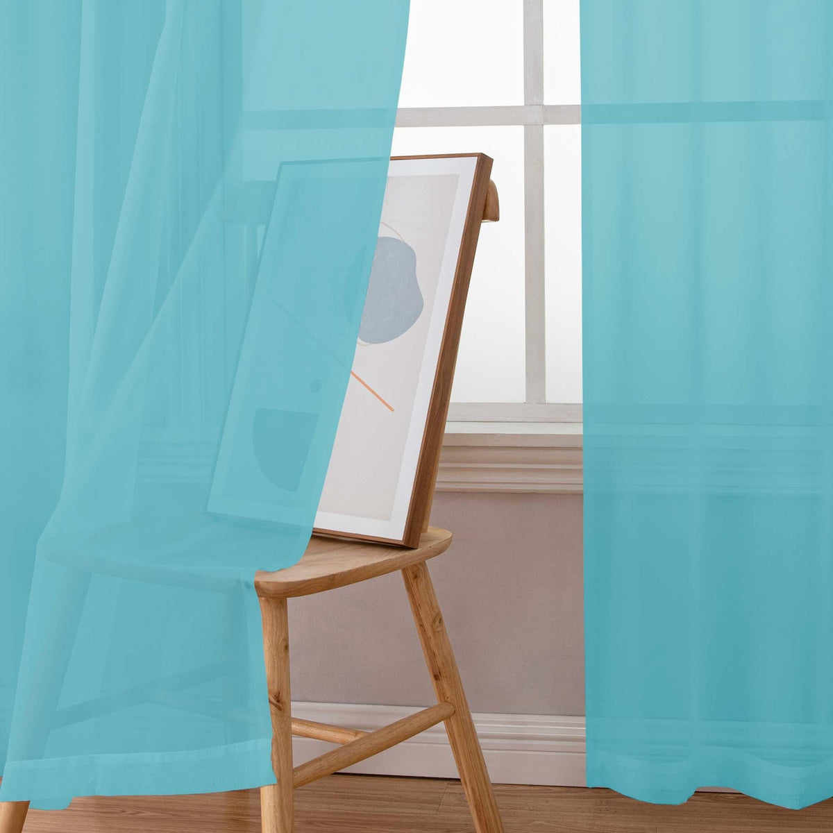 Aqua Sheer Curtains 45 Inch Long 2 Panels (2 Count)