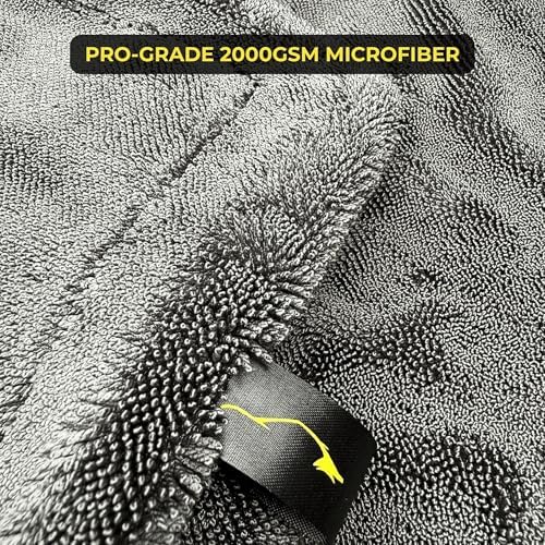 Sleek Max Dry 2K - 2000GSM Microfiber Car Drying Towel, 20x31in, Black