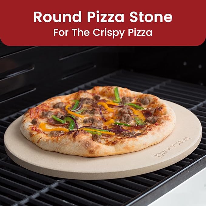 K ROCKSHEAT Small Pizza Stone Round for Grill and Oven, 11 Inch Cordierite Grill Pizza Stones, Food Grade Baking Stone for Oven 11"