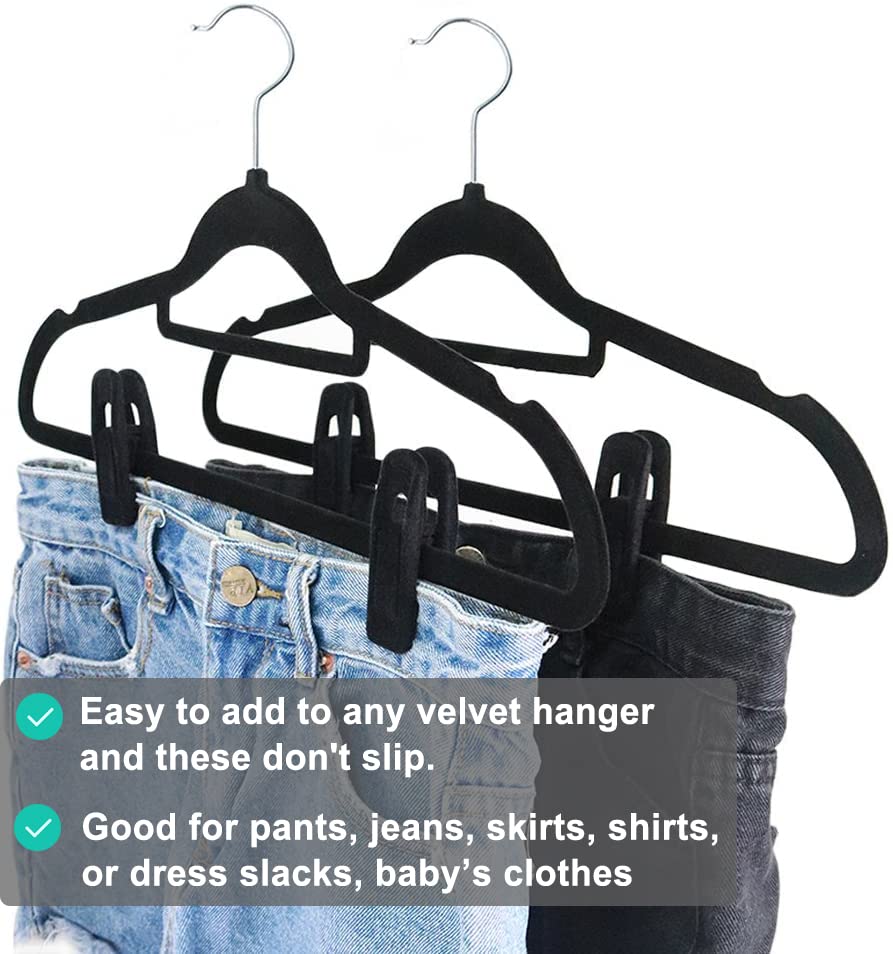 Black Velvet Hangers Clips 50 PCS