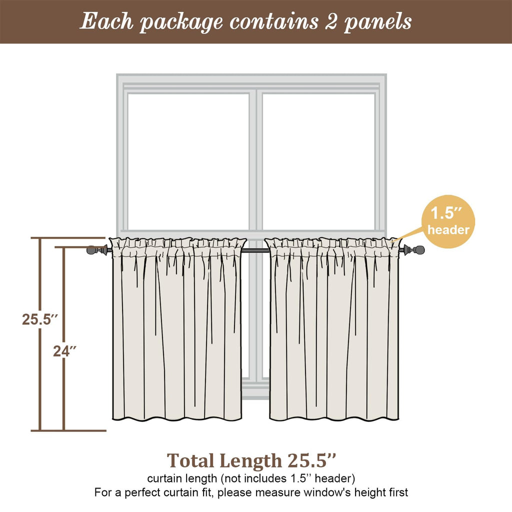 Sheer Gold Kitchen Tier Curtains 24 Inch Length Set
