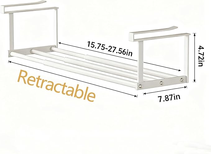 Under-Shelf Expandable Shoe Rack Organizer, White Metal, 40-70cm Width Adjustable, Cabinet Storage for Closet (2 Pcs)