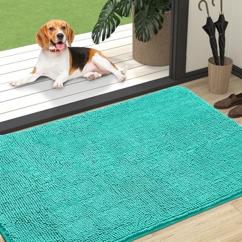 OLANLY Dog Door Mat for Muddy Paws 47x32, Super Absorbent Chenille Mud Mat