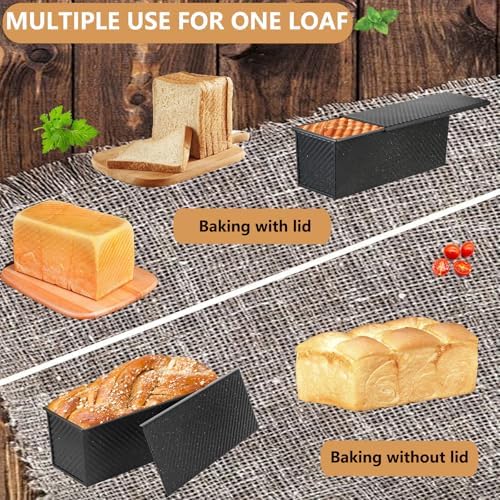 SS&CC Pullman Loaf Pan with Lid 13x4 | 2.2lb Carbon Steel Bread Pan for Homemade Sourdough & Sandwich Bread | Nonstick Bakeware, Heavy Duty & Easy Clean (Black, 2.2lb)