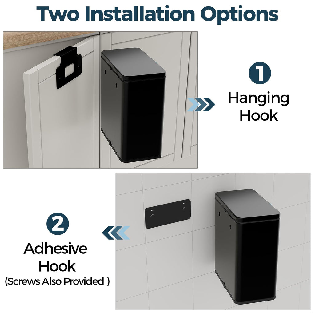 Stainless Steel Hanging Trash Can with Lid and Inner Bucket