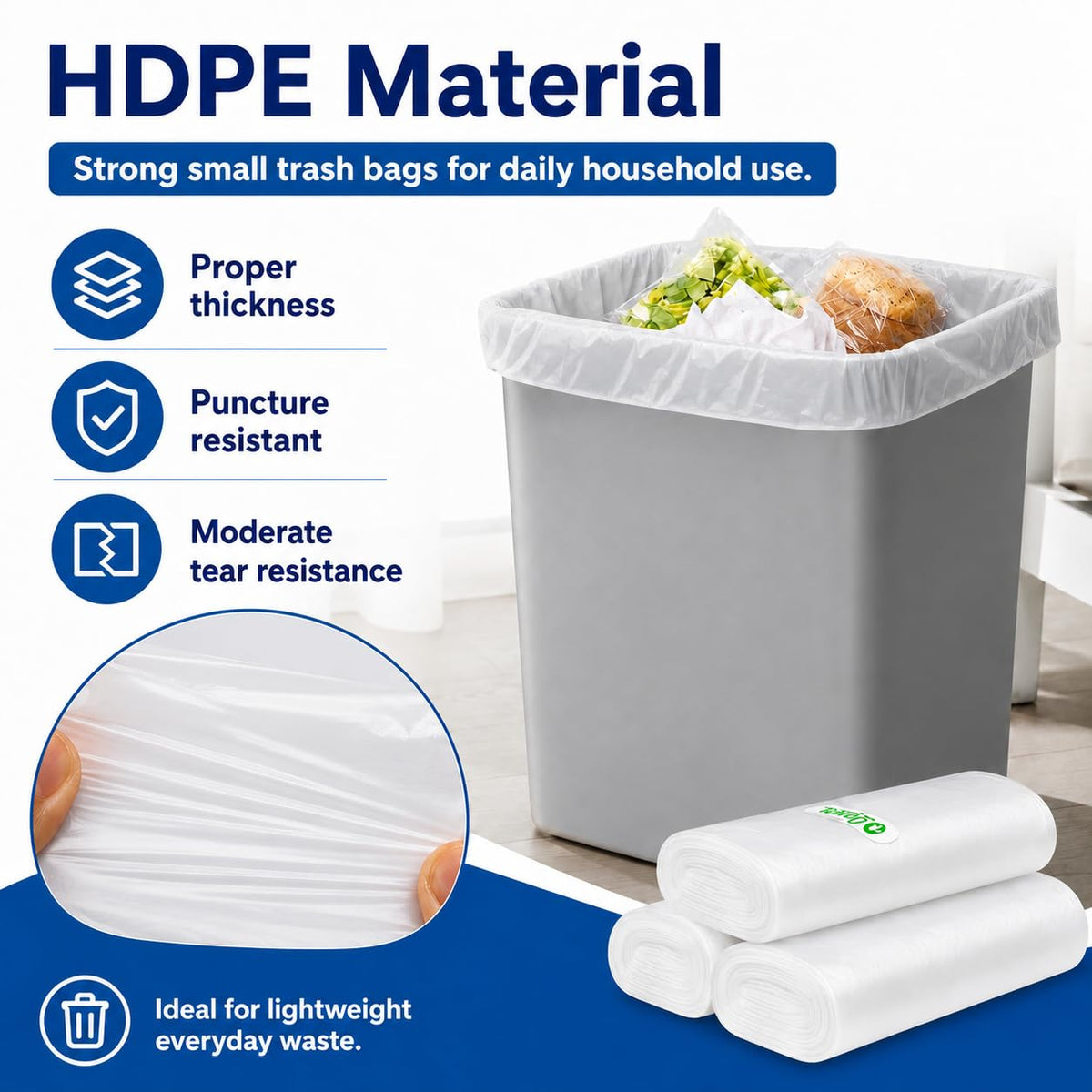 Small Clear Trash Bags 2 Gallon 120 Count Bathroom Garbage Bags