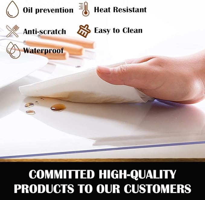 24x54 Inch Crystal PVC Table Cover Pad Clear Table Protector Transparent Plastic Desk Protective Desk Blotter Mat Waterproof Wipeable Non-Slip Vinyl Kitchen Dining Coffee Table Protector 1.5mm Thick