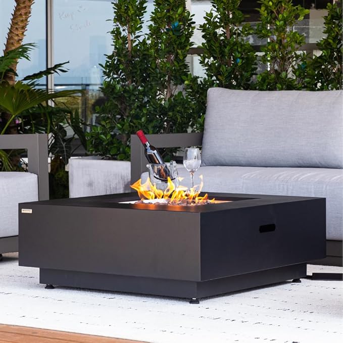 Ashton 36” Propane Fire Pit Smokeless Firepit Outdoor Gas Fire Pit for Outside Patio Firepit Table Includes Rain Cover Converter Kit Lava Rocks Lid CSA Certified