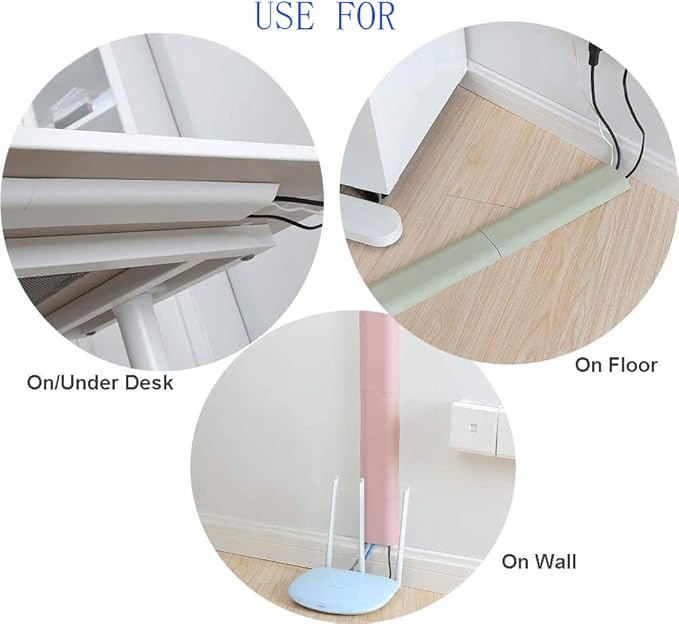 Cable Concealer Cord Cover, Airlxf 2 PCS Self-Adhesive Wall Cable Covers with 4 PCS Double-side Tapes for TV Computer Office Theater (Pink)