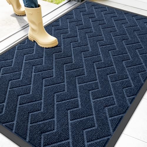 OLANLY Front Door Mat Outside 47x32, All-Season Absorbent Rubber Doormat