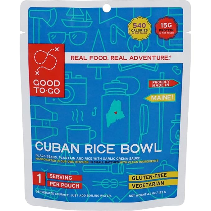 GOOD TO-GO Cuban Rice Bowl (Single Serving) |Camping & Backpacking Food | Just Add Water Backpacking Meals | Good To-Go Dehydrated Meals Taste Better Than Freeze Dried Food