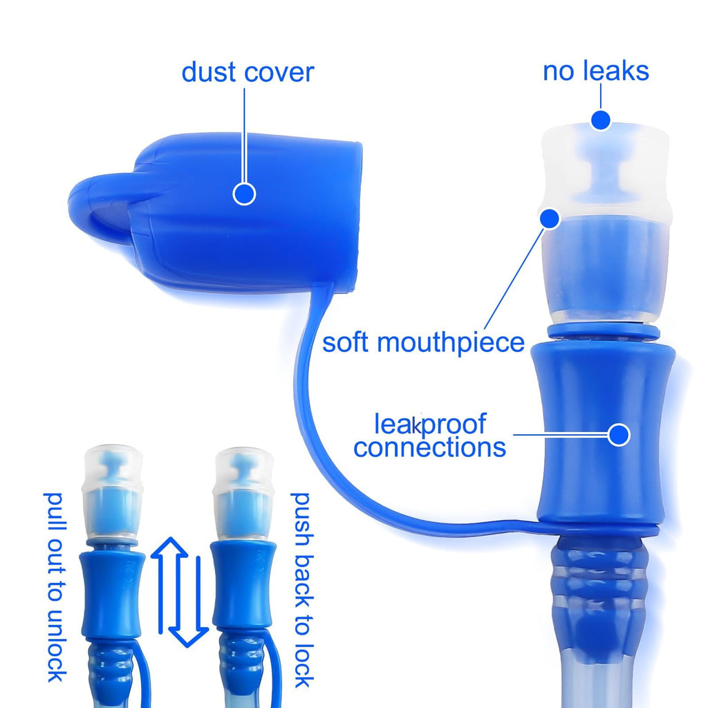 Hydration Bladder, 1.5L Water Bladder for Hiking Backpack Leak Proof Water Reservoir Storage, 1.5 Liter BPA-Free Water Pouch Hydration Pack Replacement for Biking Climbing Cycling Running, Blue